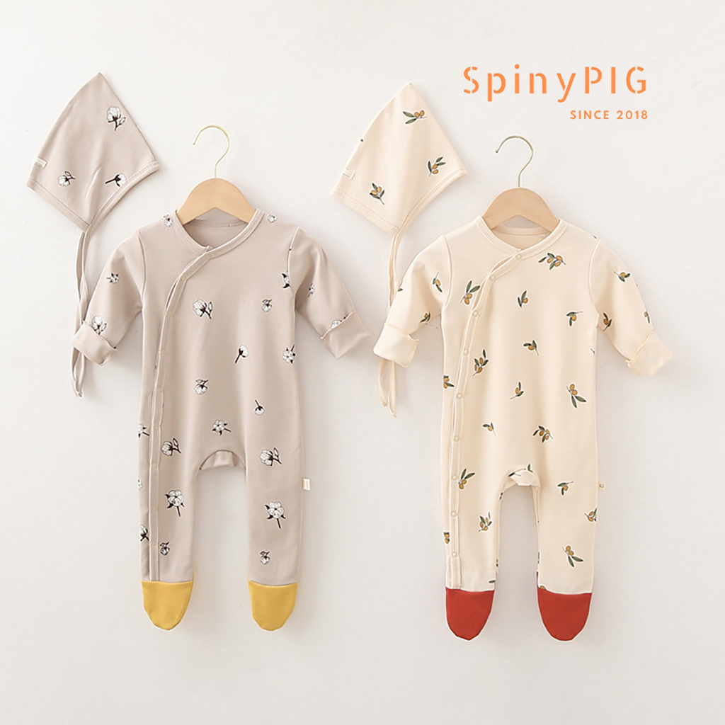 Set body kèm mũ sơ sinh 0-2 tuổi style Hàn Quốc cotton chùm bàn dài tay thu đông