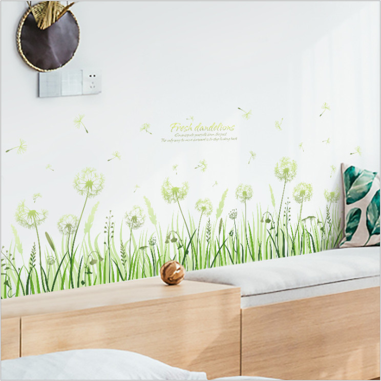 Decal dán chân tường Hoa bồ công anh xanh size lớn