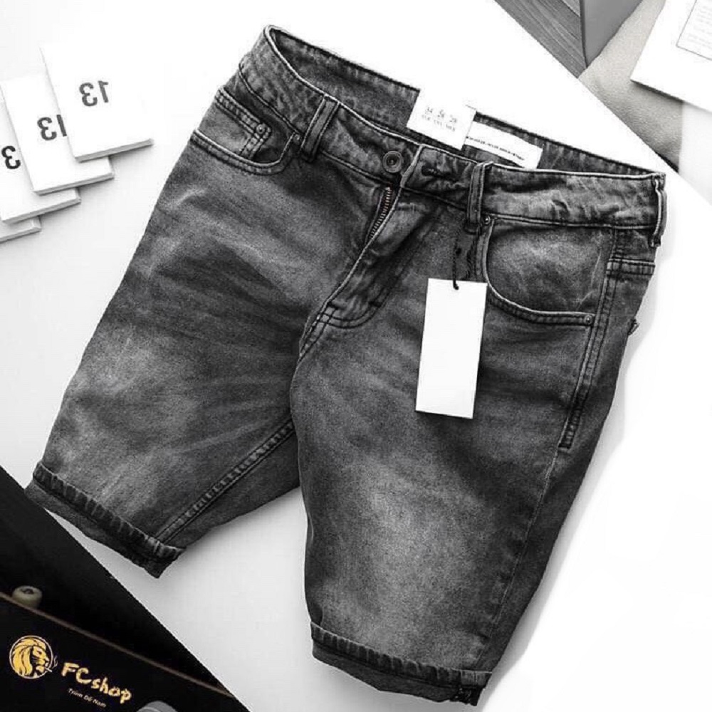 Quần short jean nam B888 co dãn kiểu dán trẻ trung đơn giản thêu họa tiết Julido thời trang hàn quốc