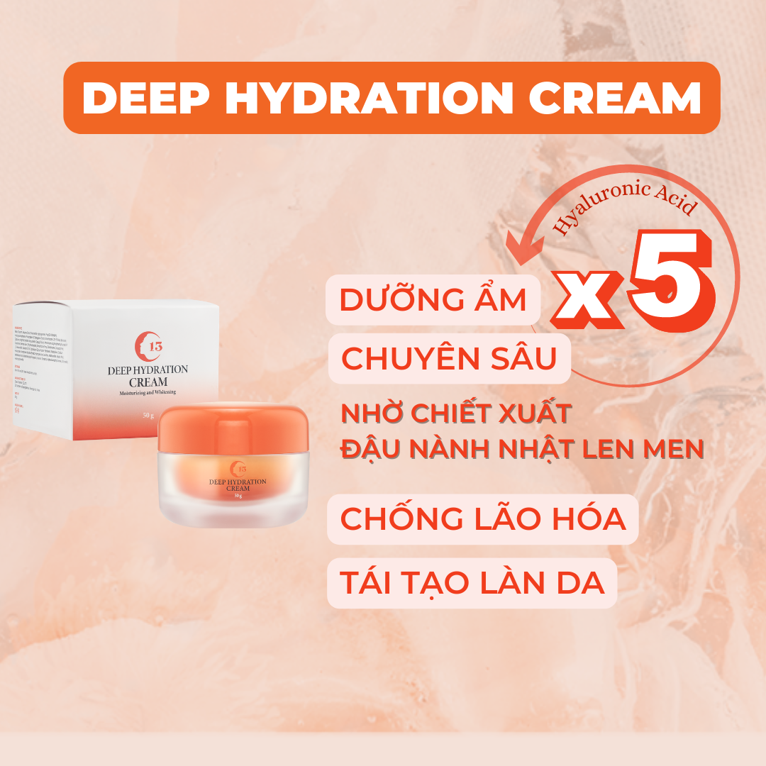 Kem Dưỡng Trắng Da, Cấp Ẩm Chuyên Sâu  Chiết Xuất Từ Đậu Nành Nhật Lên Men Deep Hydration Cream C13 Cosmetics Thu Trang