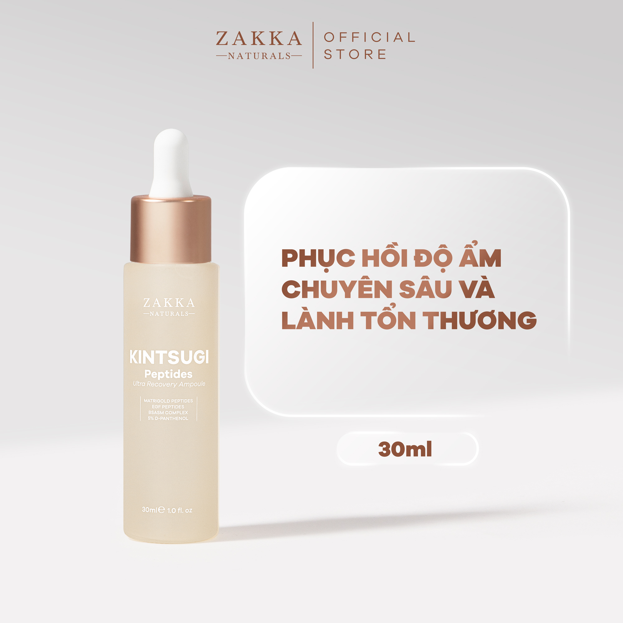 Tinh Chất Phục Hồi Chuyên Sâu Độ Ẩm & Lành Tổn Thương Zakka Naturals Kintsugi Peptides Ultra Recovery Ampoule 30ml