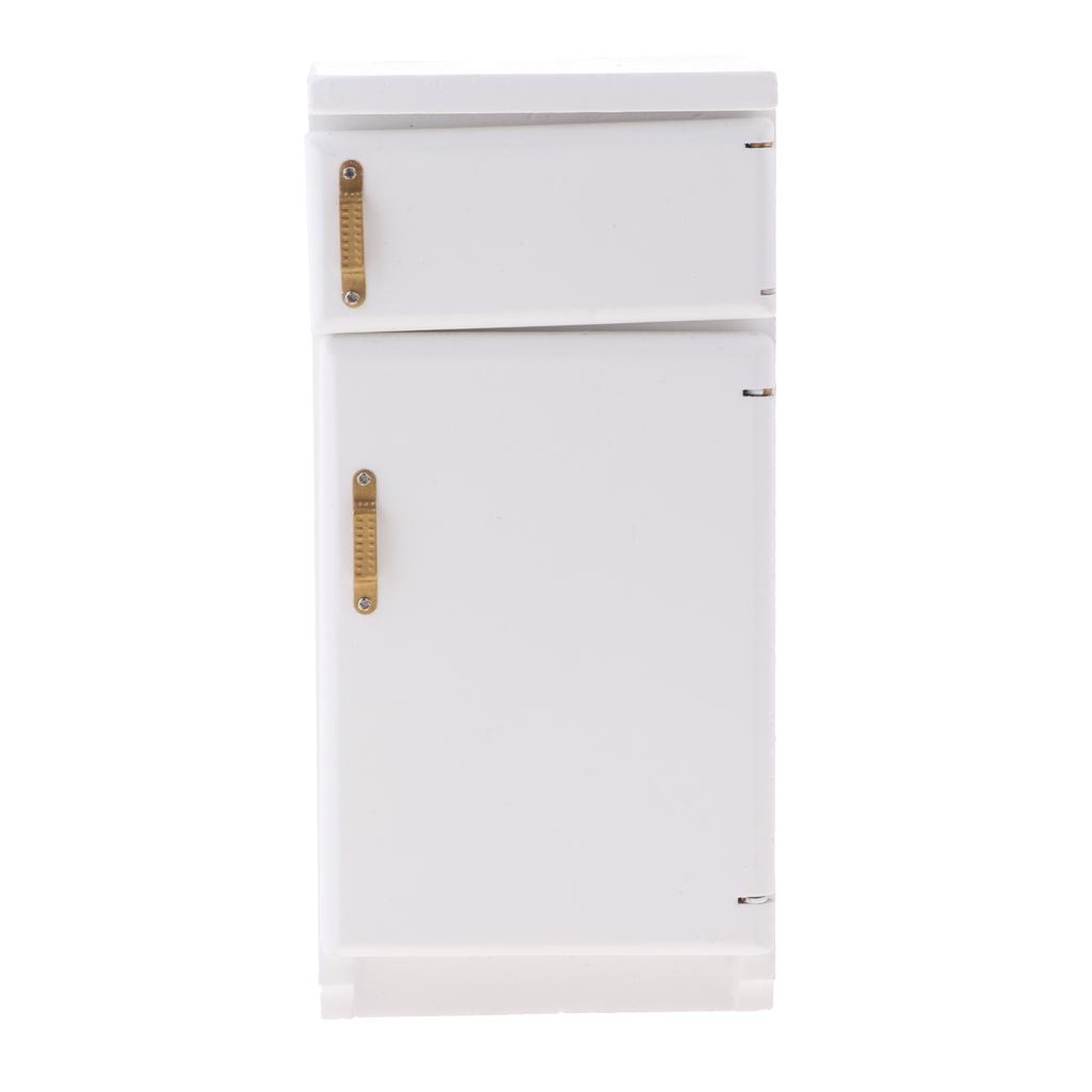 Phong Cách Châu Âu 1/12 Gỗ Tủ Lạnh Tủ Lạnh Nhà Búp Bê Đồ Phụ Kiện