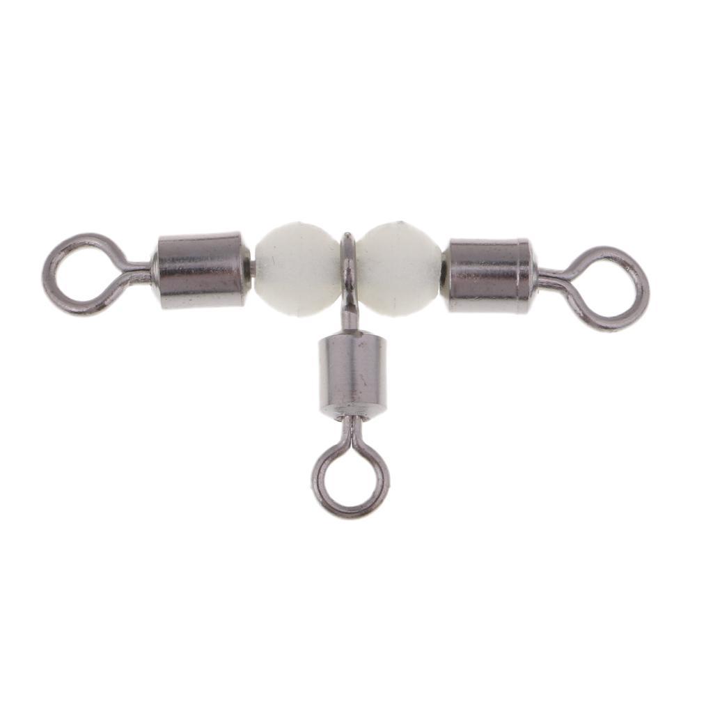 20pcs Luminous 3 Way Swivels Connectors T-Turn Swivels Freshwater Saltwater