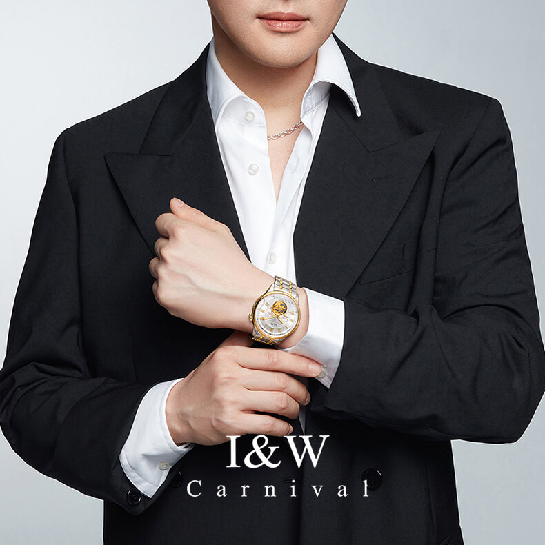 Đồng Hồ Nam I&amp;W Carnival 613G Chính Hãng Full Box Chống Nước Kính Chống Xước Dây Thép Cao Cấp BH 60T (Máy Cơ Tự Động)