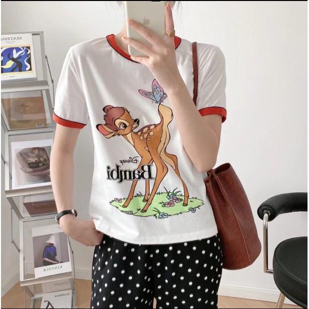 ẢNH THẬT ÁO PHÔNG NỮ BAMBI CHẤT ĐẸP MÀU TRẮNG VIỀN ĐỎ CỰC XINH