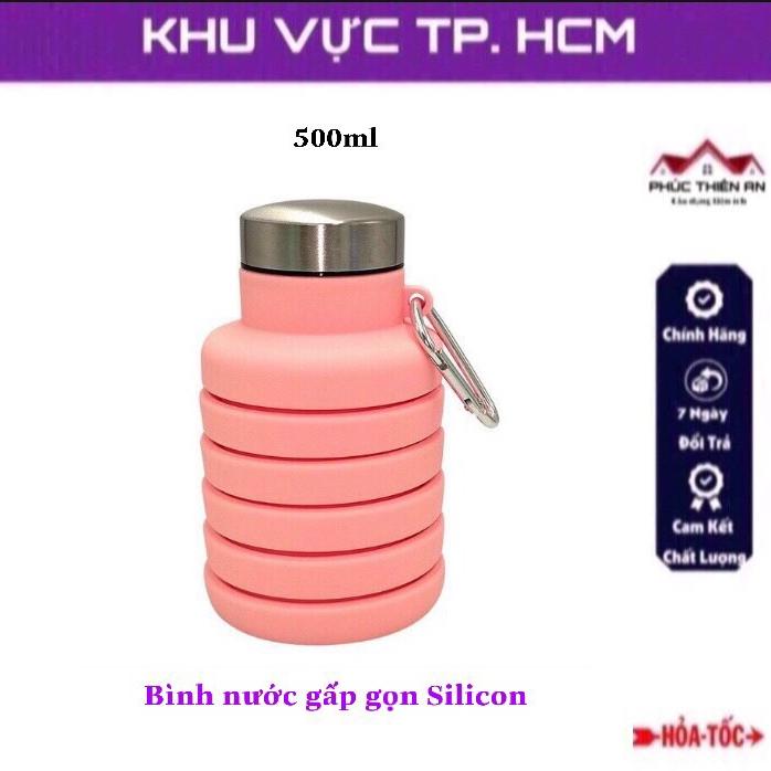 Bình nước gấp gọn du lịch silicon dung tích 500ml - thông minh, tiện dụng