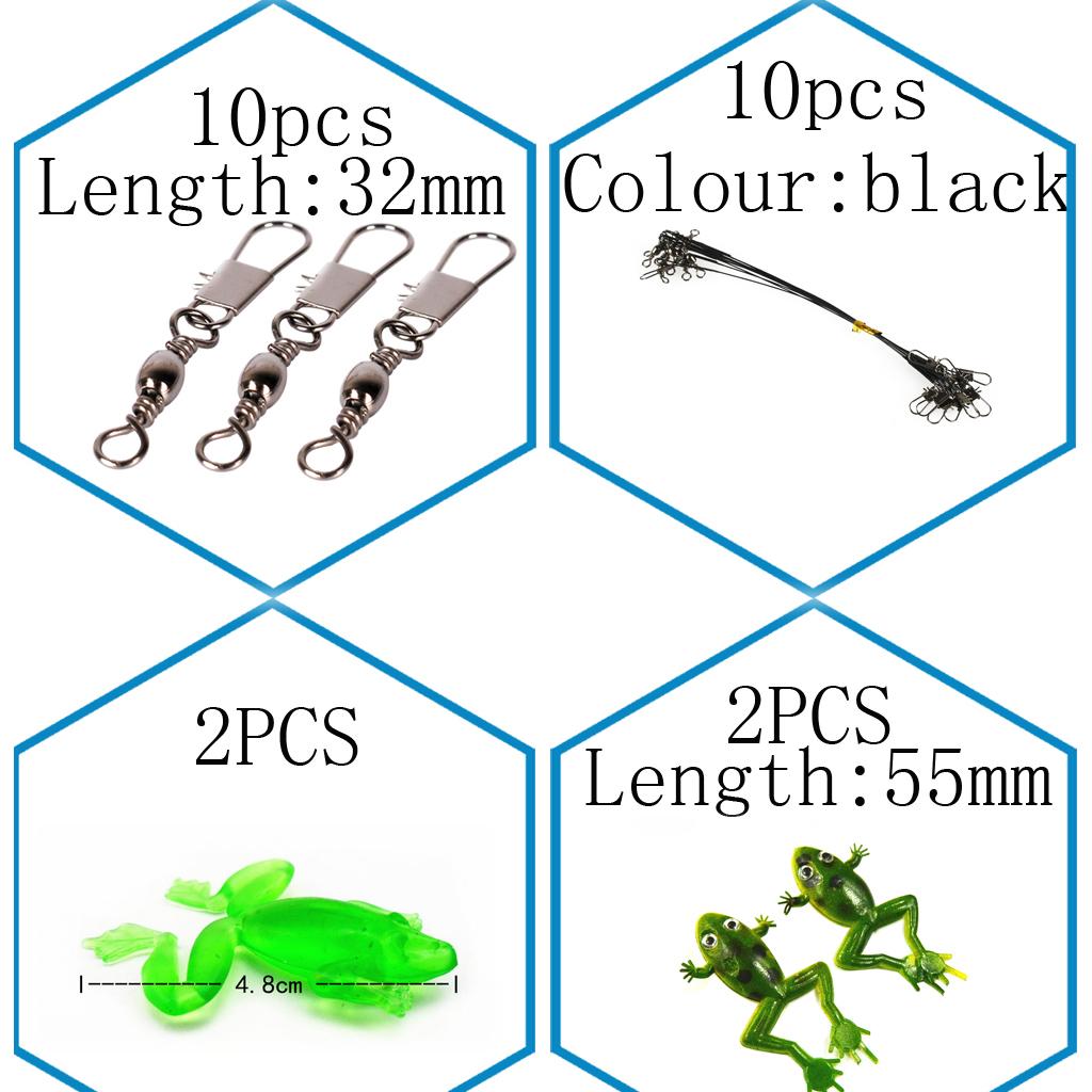 30pcs Mixed Pattern Topwater Lure Frog Soft Bait Accessories Swivels Leaders