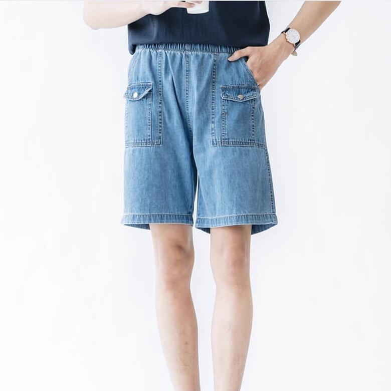 Quần đùi nam dáng rộng SSSTUTTER chất denim mềm thiết kế cạp chun thoải mái meld shorts