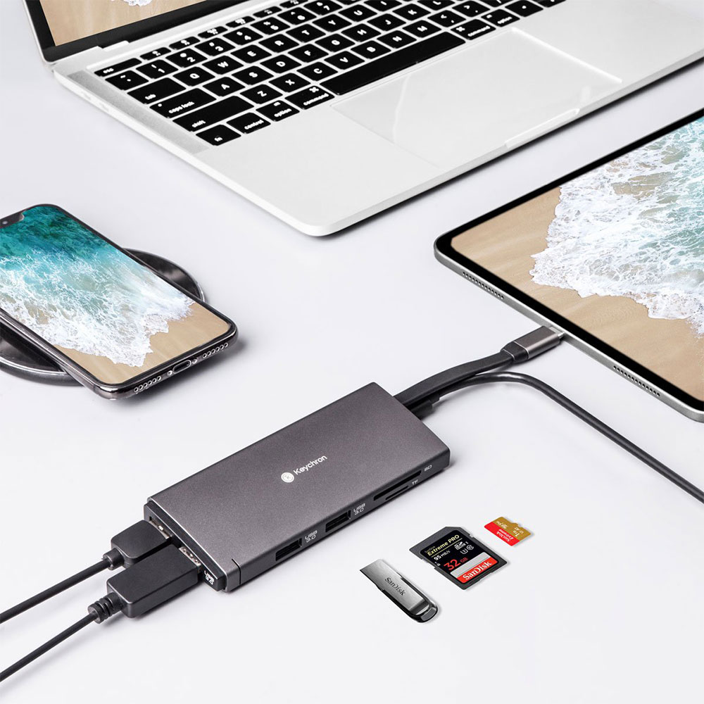 Cổng Chuyển Đổi Hub Keychron T10,  Đầu Kết Nối USB Type-C Đa Chức Năng 10 Trong 1 - Hàng Chính Hãng