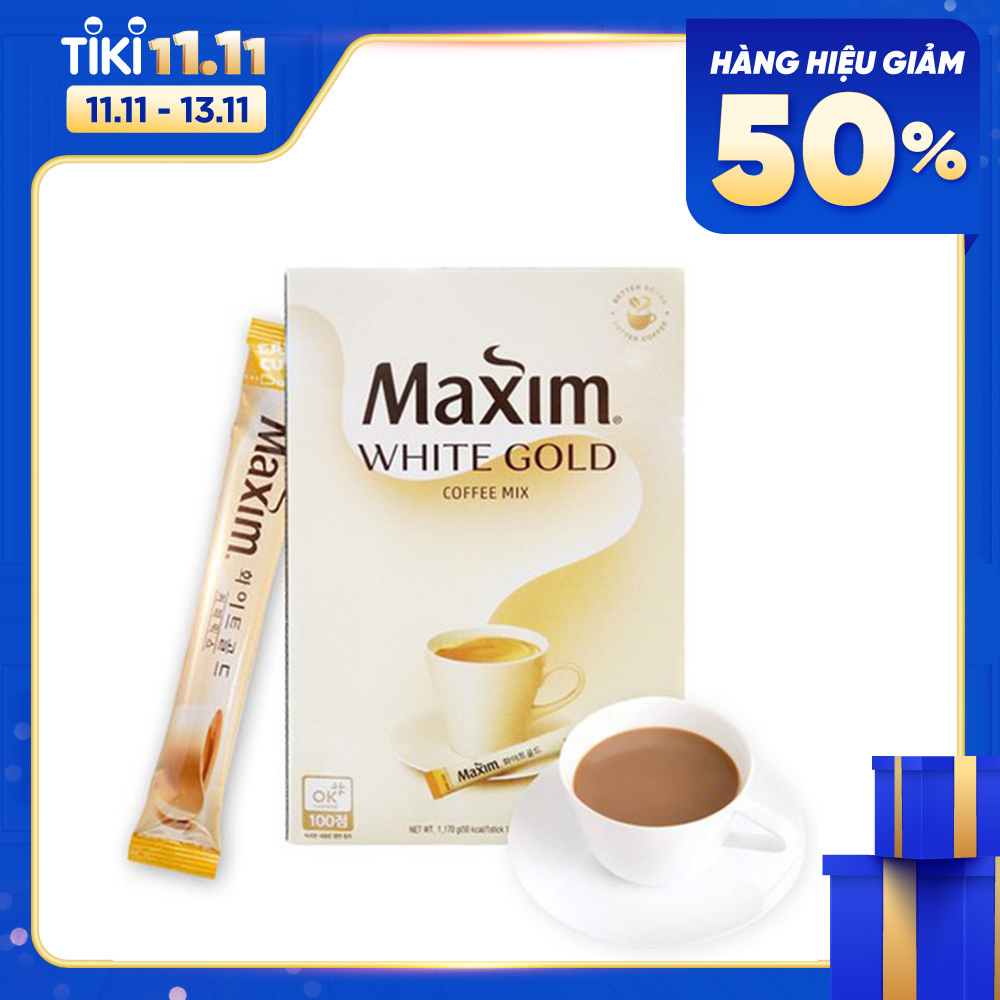 Cà Phê Hòa Tan Maxim White Gold Dongsuh Hàn Quốc 1170 gam ( Gồm 100 gói 11.7 gam)