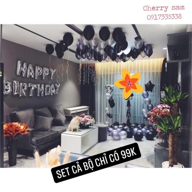Cả Bộ Set 50Bóng Sinh Nhật Tặng kèm Bơm Và keo Dán Bóng