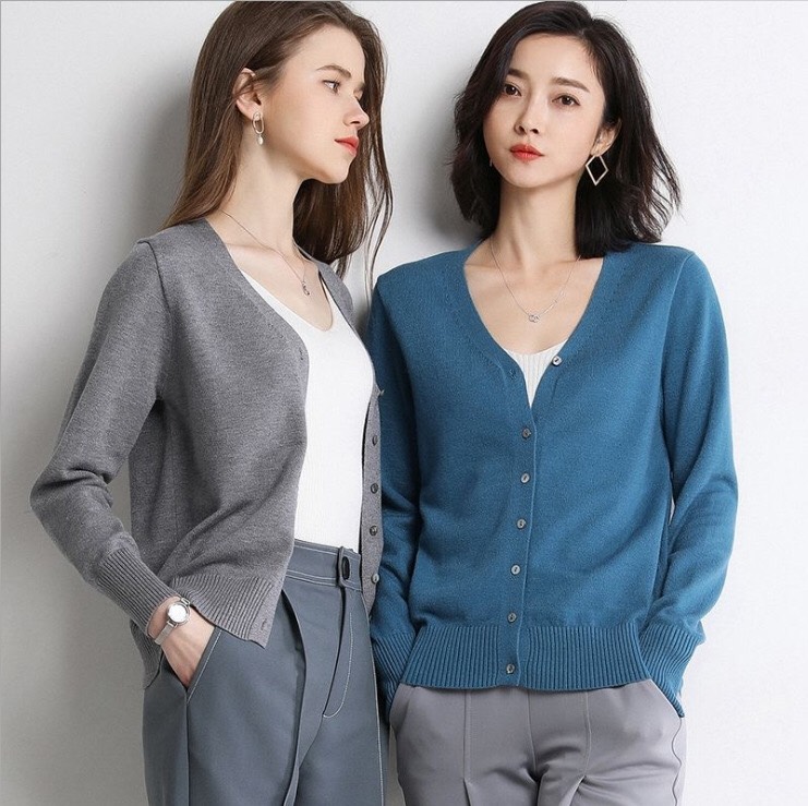 Áo Khoác Len Cardigan Nữ Kiểu Dáng Basic, Chất Len Mềm Mịn Siêu Đẹp - Tặng 1 cột tóc quả bơ