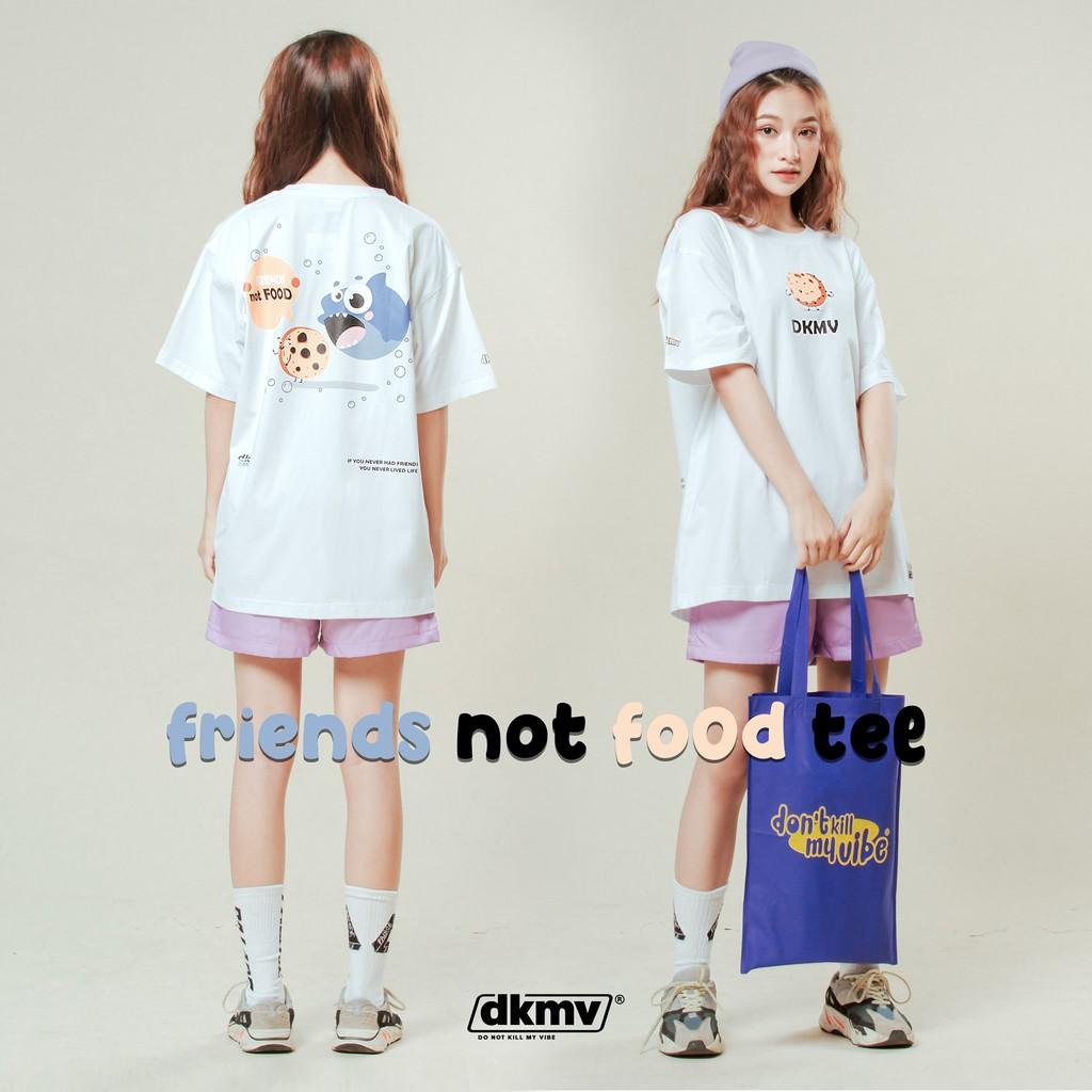 Áo thun nữ cotton màu trắng in hình | DKMV White Friends Not Food Tee