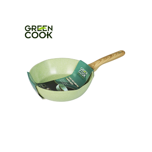 Chảo nhôm sâu men đá ceramic miệng rót Green Cook GCP231-26IH màu xanh 10 lớp chống dính sử dụng được trên tất cả các loại bếp - greencook