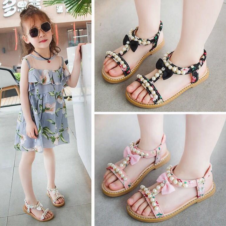 Dép Sandal Bé Gái Cổ Chun Đính Hạt 2 - 6 Tuổi ( H999 )