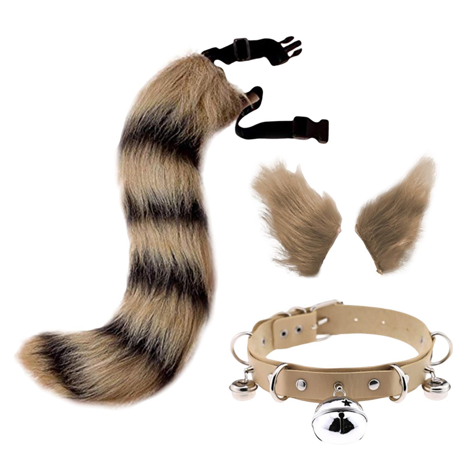 Cosplay Costume Set Fur Cat Ears Long Tail for Role Play Masquerade