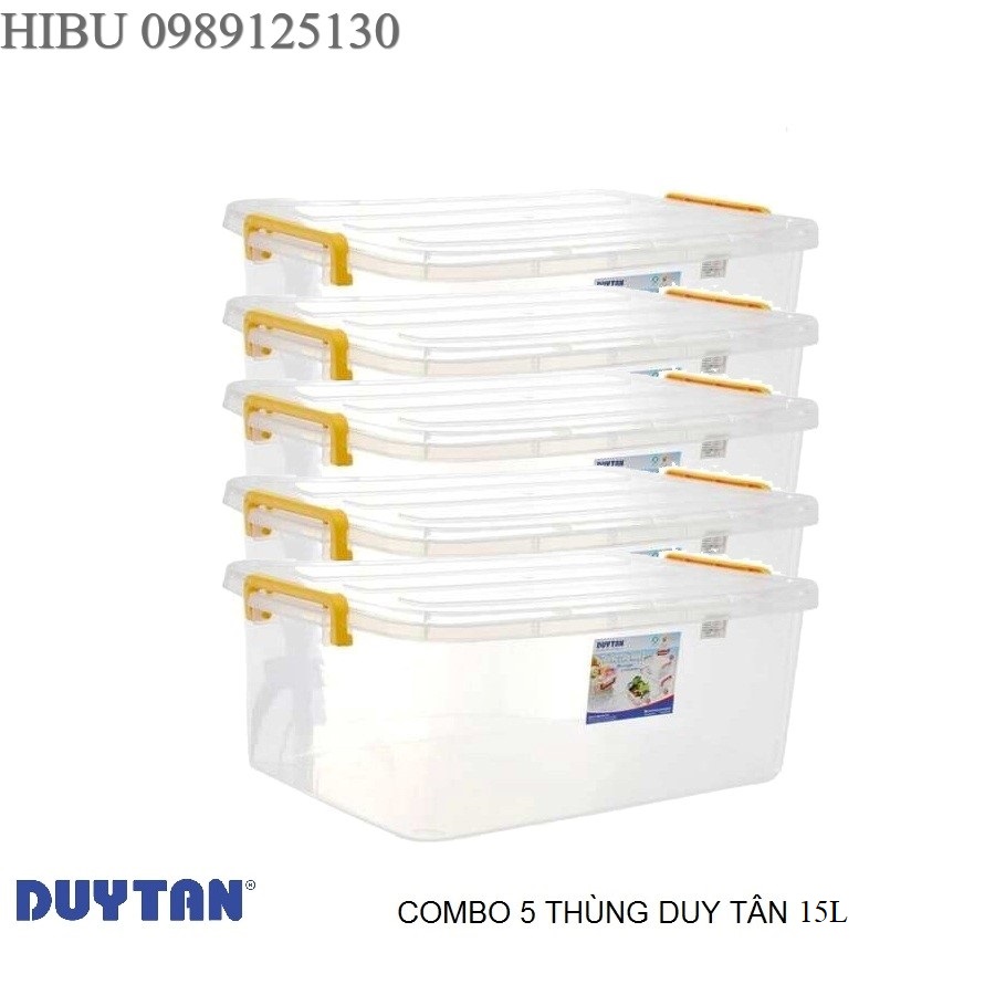 Combo 5 Thùng chữ nhật Duy Tân 15 lít No.H116 ( 46 x 32 x 16 cm )