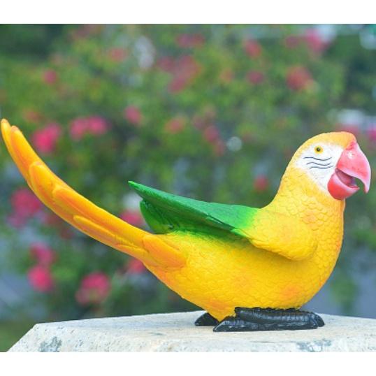 Mô hình chim vẹt đuôi vểnh trang trí sân vườn, tiểu cảnh màu sắc đẹp