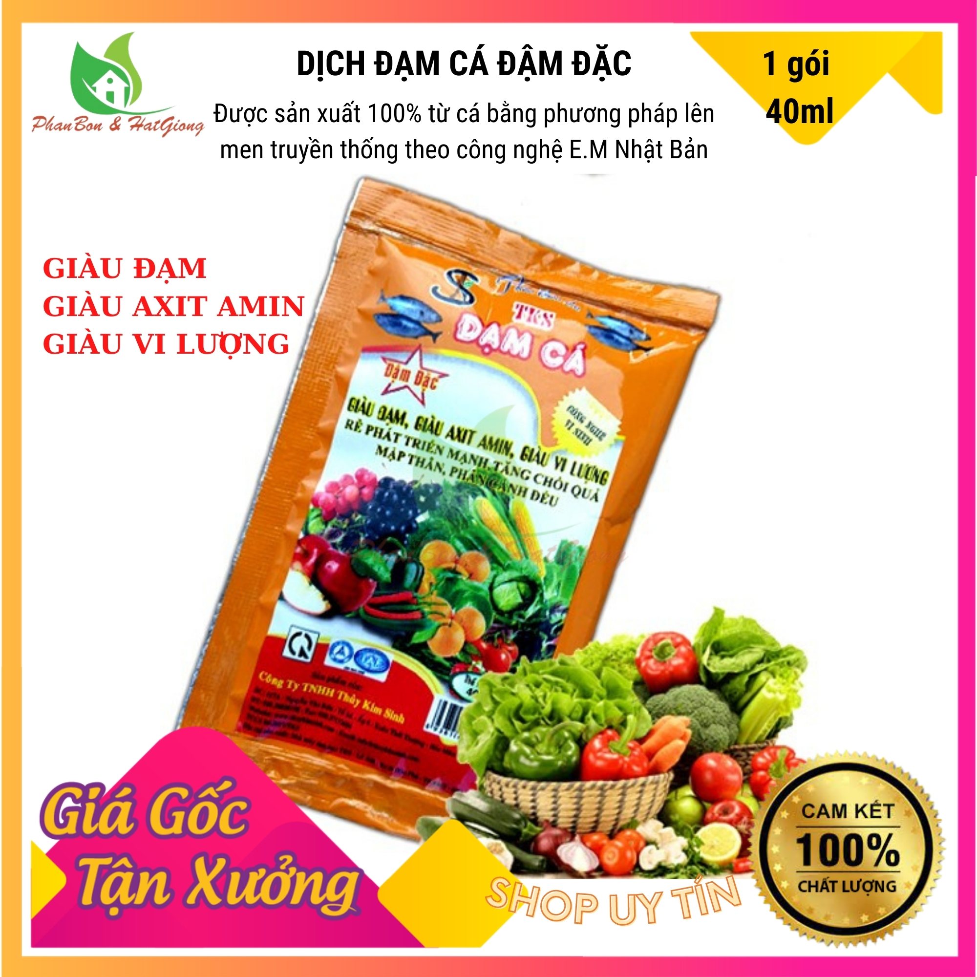 Phân Bón Đạm Cá Phân Bón Lá [40ml đậm đặc] Bón Hoa Hồng, Cây Cảnh, Rau Sạch