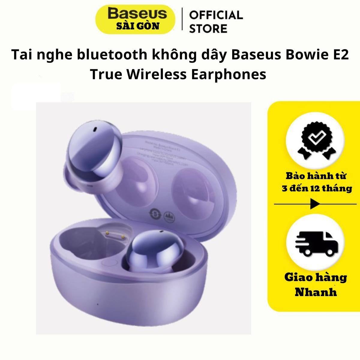 Tai nghe bluetooth không dây Baseus Bowie E2 True Wireless Earphones (Bluetooth 5.2, 5~24h using, Anti-Los, APP control, TWS)- Hàng chính hãng