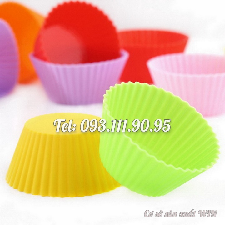 Bộ 10 khuôn silicon 3 lớp làm bánh, rau câu, bánh bông lan, bánh da lợn hình tròn Cupcake – Mã số 1133