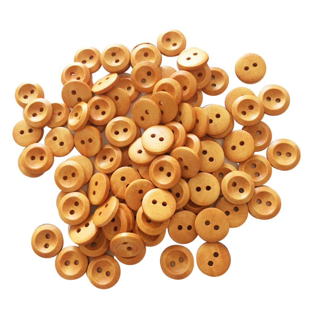100 Chiếc Sơn Vintage Tròn 2 Lỗ Gỗ Nút May Thêu Sò 15 Mm