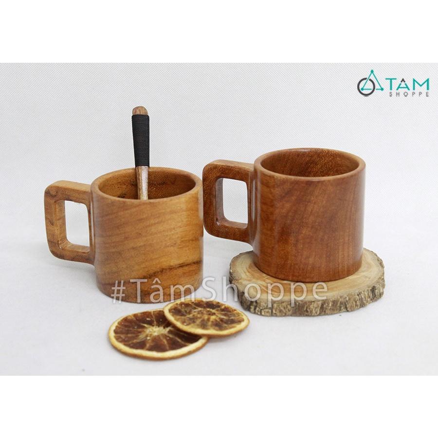 Ly cốc gỗ nguyên khối quai vuông LC-01