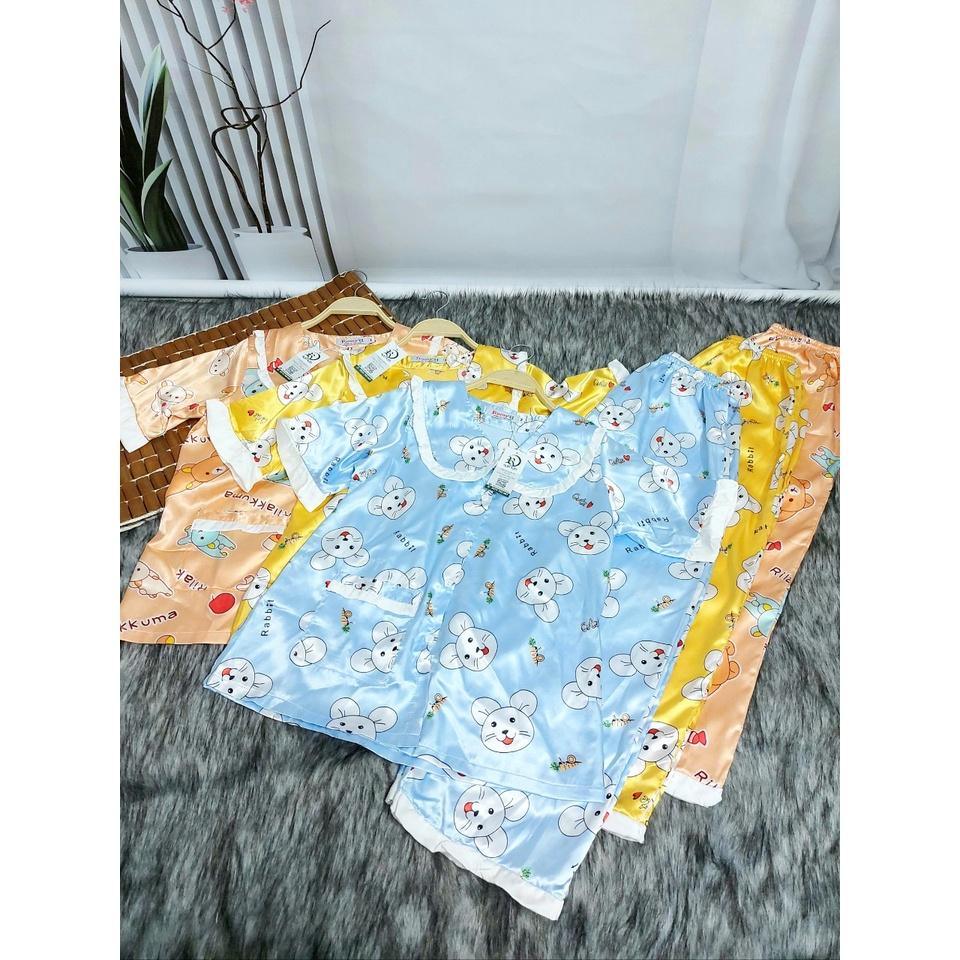 Pijama nữ lụa Satin mặc nhà ,Đồ Bộ , Đồ Ngủ Satin loại 1 quần dài Rumyh Họa tiết dễ thương ảnh chụp trực tiếp , Size M L