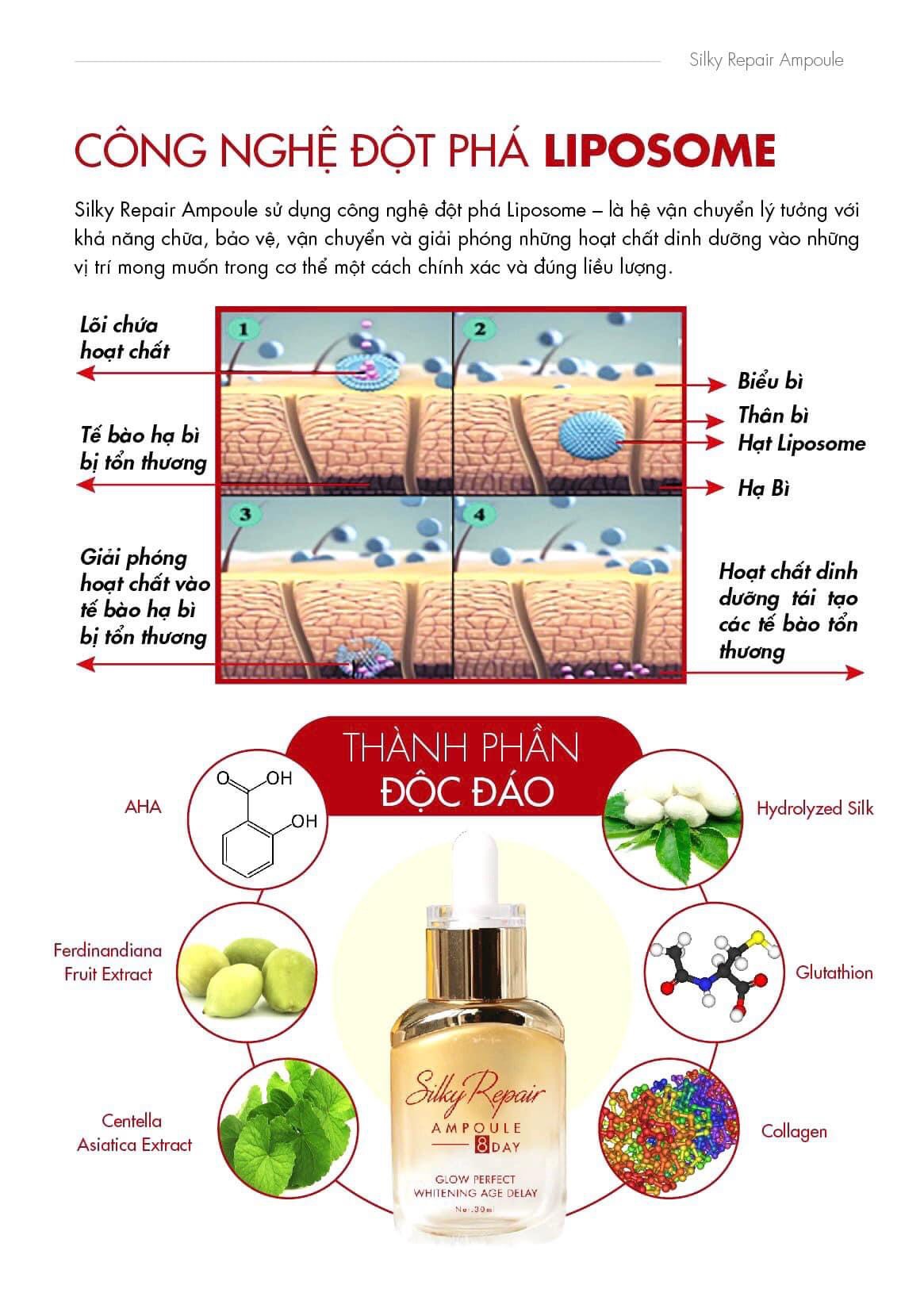 Serum Huyết Thanh Silky Repair Ampoule - MP0000008 - Liệu Pháp Trẻ Hóa, Trắng Da Toàn Diện - Xóa Mờ Nếp Nhăn, Giúp Da Căng Bóng, Đàn Hồi - Cấp Ẩm, Chống Mất Nước Cho Da