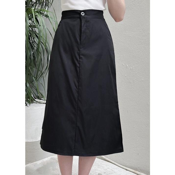 Chân váy vintage EMIX (3 màu), basic dress, midi, dáng dài 70cm, cạp cao, khóa giữa, chất kaki có co giãn, ít nhăn CV180