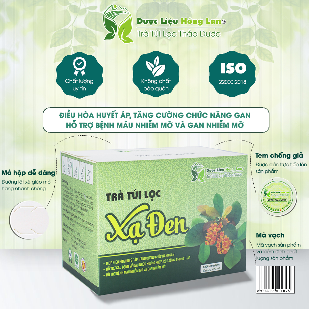 Trà Túi Lọc Xạ Đen 60g (20gói x 3g) Dược Liệu Hồng Lan