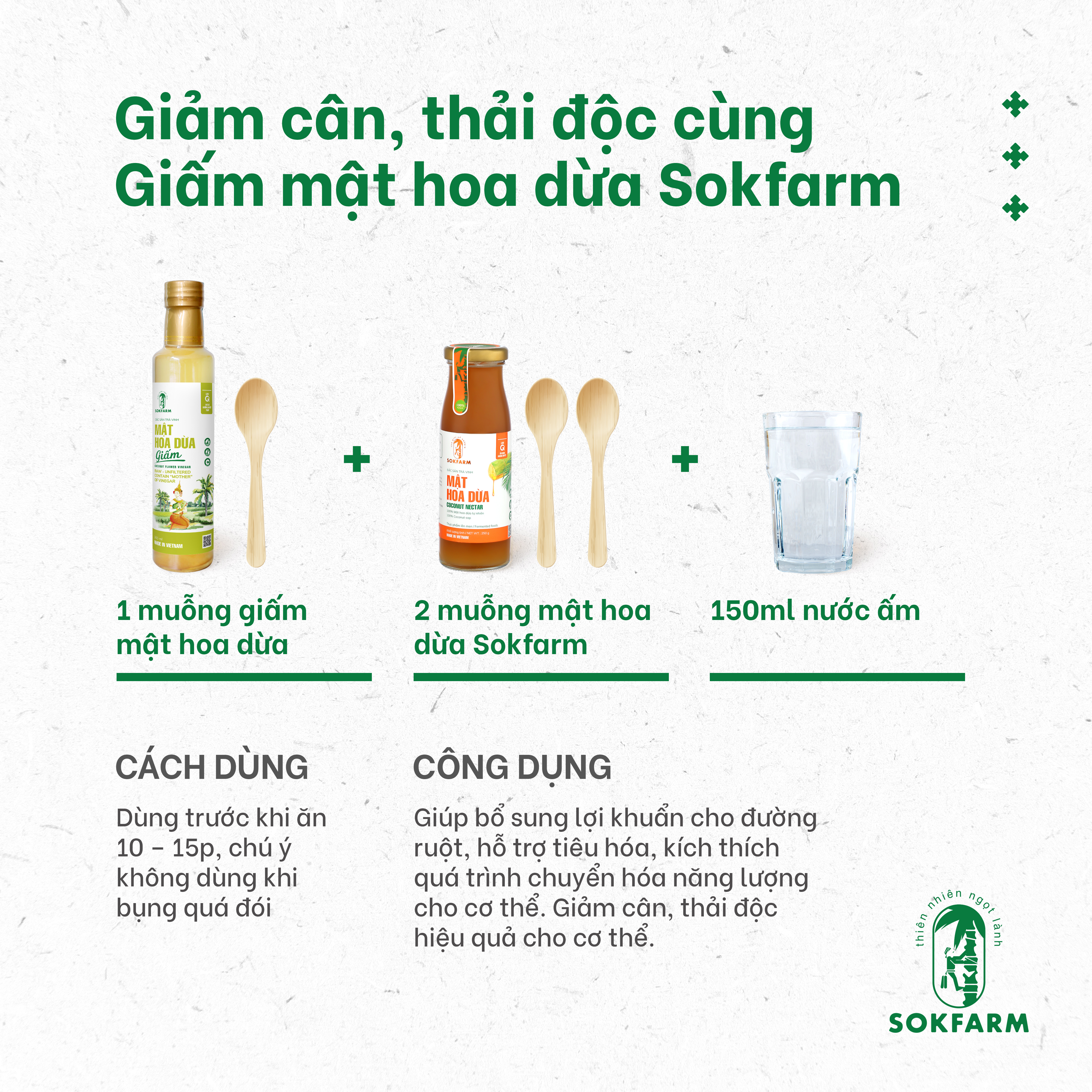 Dấm mật hoa dừa Sokfarm - Bổ sung lợi khuẩn, kích thích tiêu hóa, hỗ trợ giảm đau cho người bị GUT, lên men tự nhiên trong vòng 6 tháng