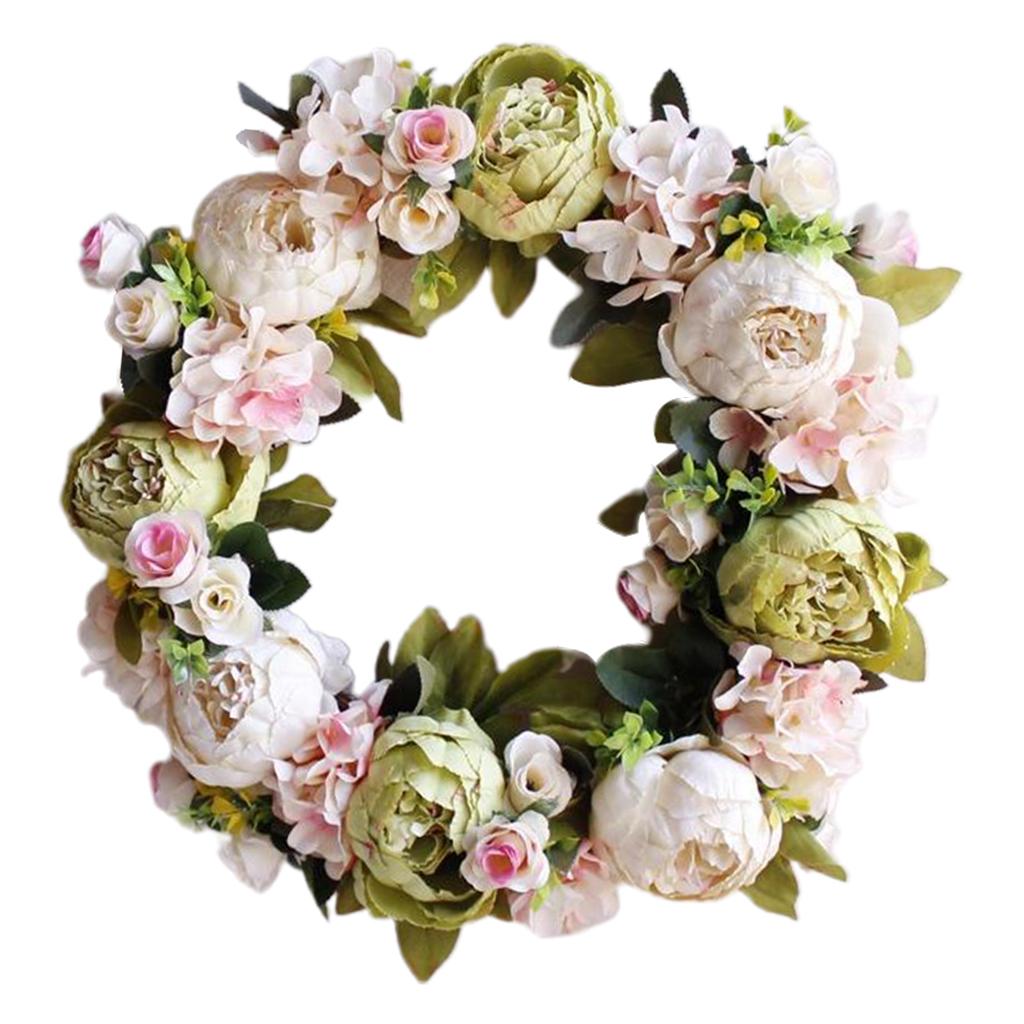 Artificial Flower Wreath Garland Home Front Door Wedding Party Decor, 2 Pcs