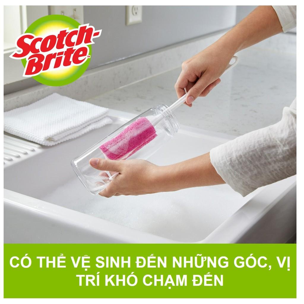 Cây cọ rửa bình, chai lọ Scotch - Brite 3M đa năng - Không gây trầy xước, lớp mút cao cấp lấy sạch vết bẩn