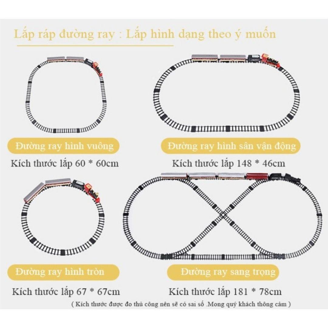 [Có sẵn] Đồ chơi mô hình tàu hỏa cổ điển chạy trên đường ray, nhả hơi nước, có đèn và âm thanh - 19060-6
