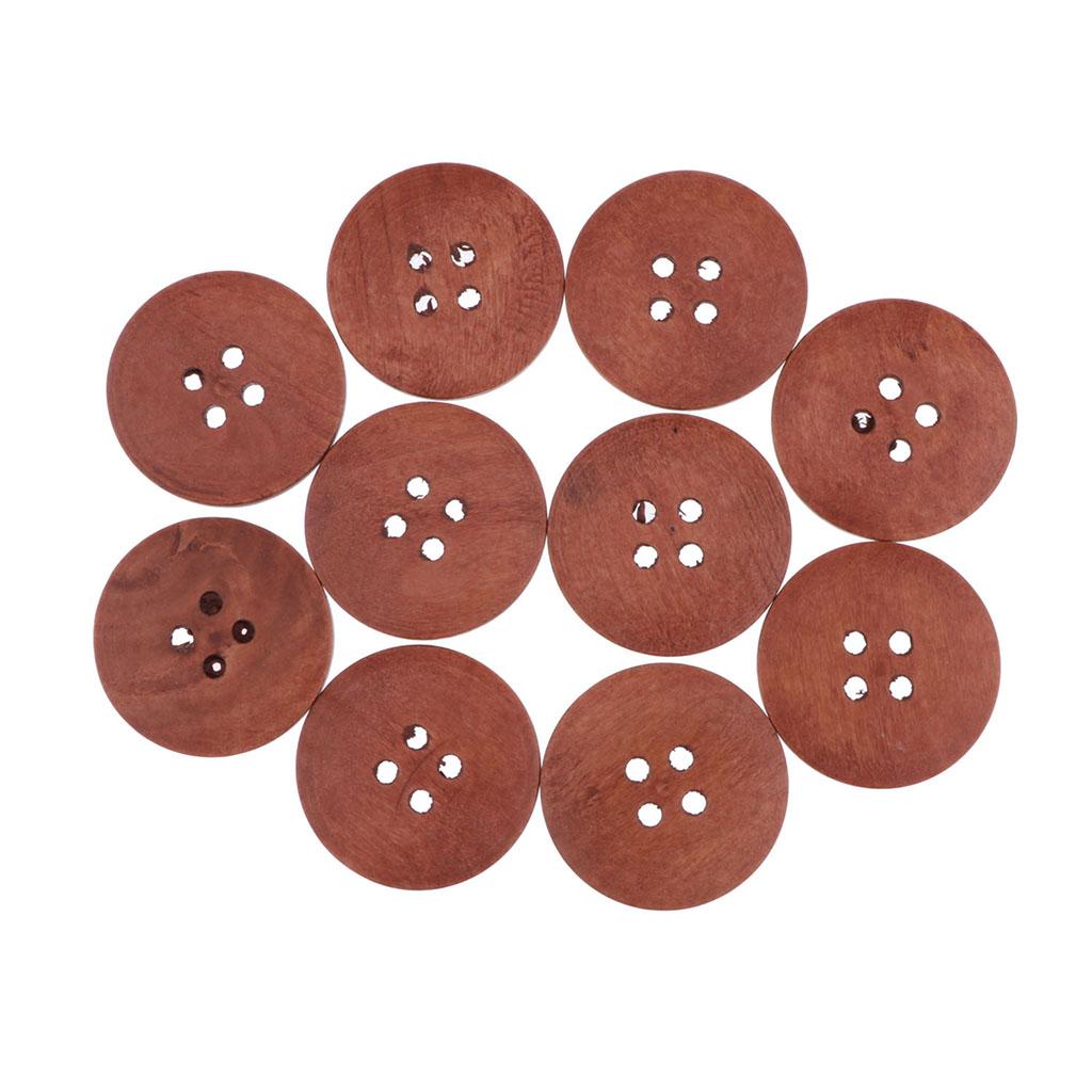 Chiwanji 20 Chiếc Phẳng Nút Gỗ 4 Lỗ May Quần Áo Phụ Kiện 50 Mm 2 Màu