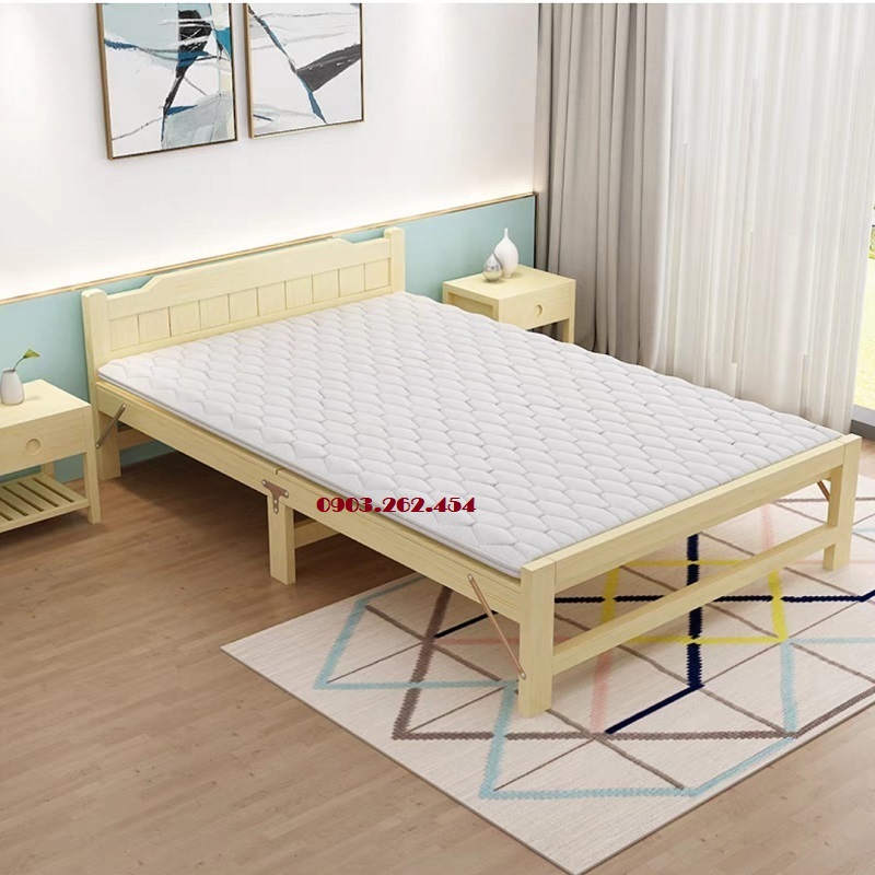 Giường xếp đa năng gấp gọn gỗ thông - giường gấp gọn gỗ thông cao cấp
