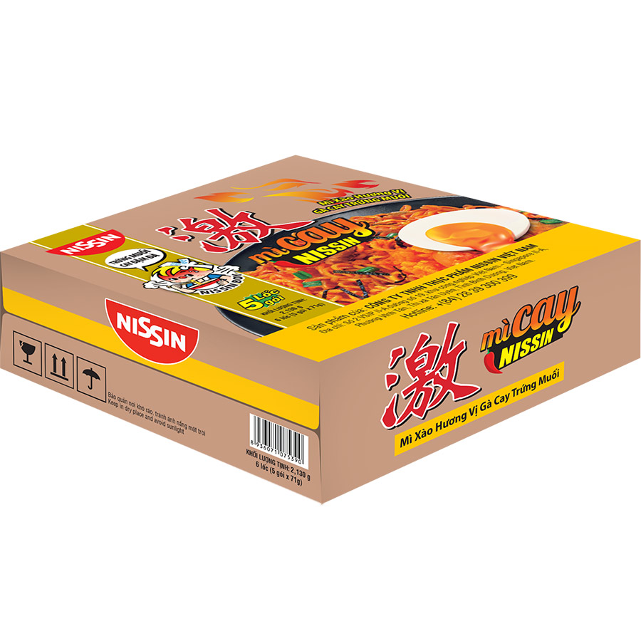Thùng 30 gói Mì Cay Nissin Mì Xào Hương Vị Gà Cay Trứng Muối