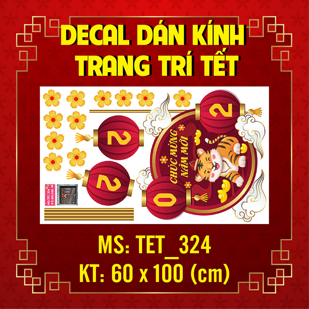DECAL TRANG TRÍ TẾT NGUYÊN ĐÁN 2022 LỒNG ĐÈN NĂM MỚI