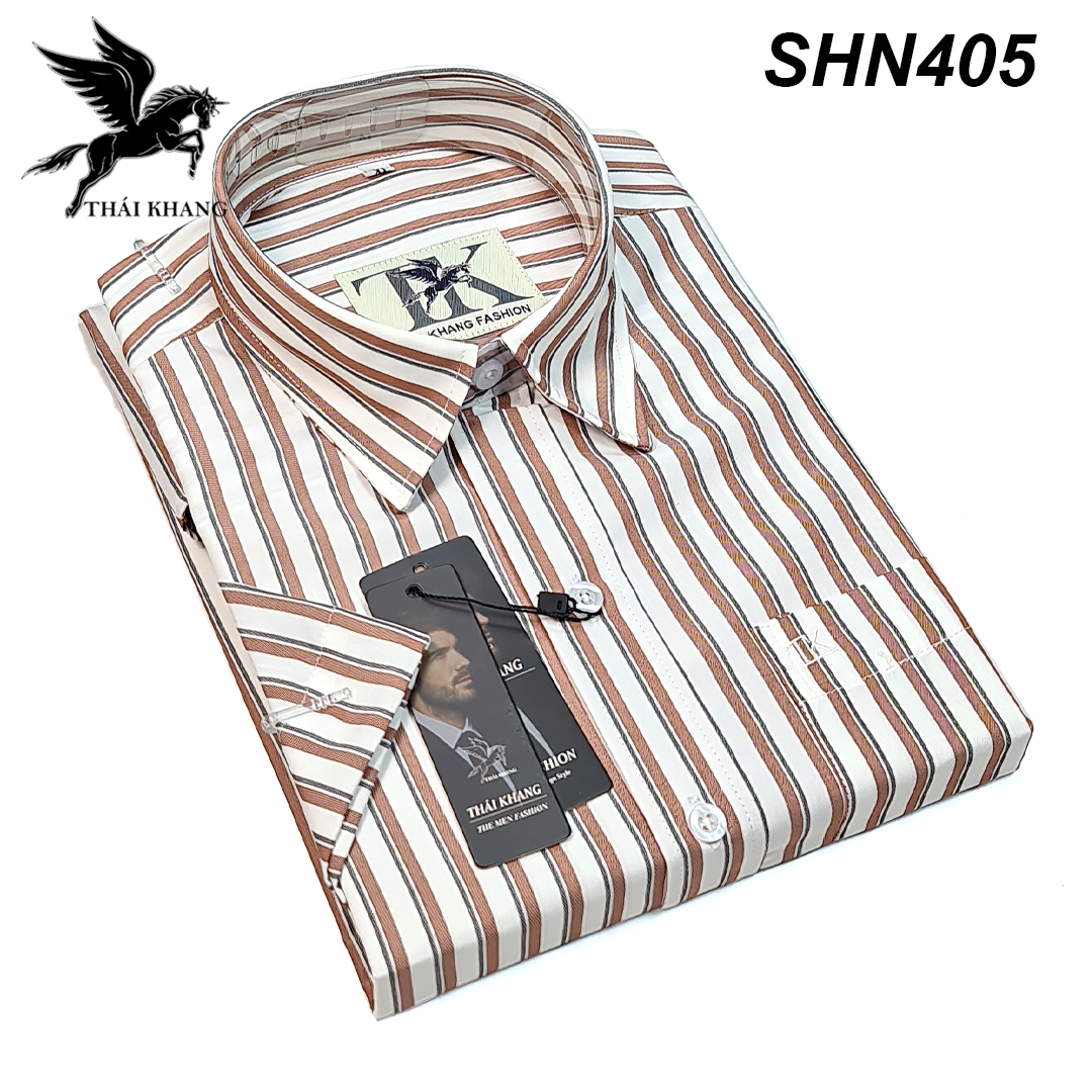 áo sơ mi nam ngắn tay sọc caro CAO CẤP form regular loại sơ mi công sở vải cotton đẹp ASHN40