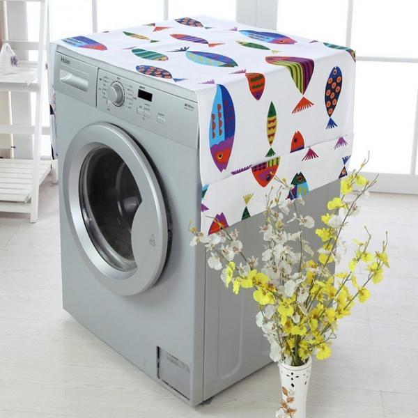 Tấm phủ tủ lạnh, máy giặt, lò vi sóng in hình dễ thương, bảo vệ tủ chống bụi bẩn, chống thấm nước có túi bên hông đựng đồ tiện lợi - giao mẫu ngẫu nhiên - GDHN Loại Tốt