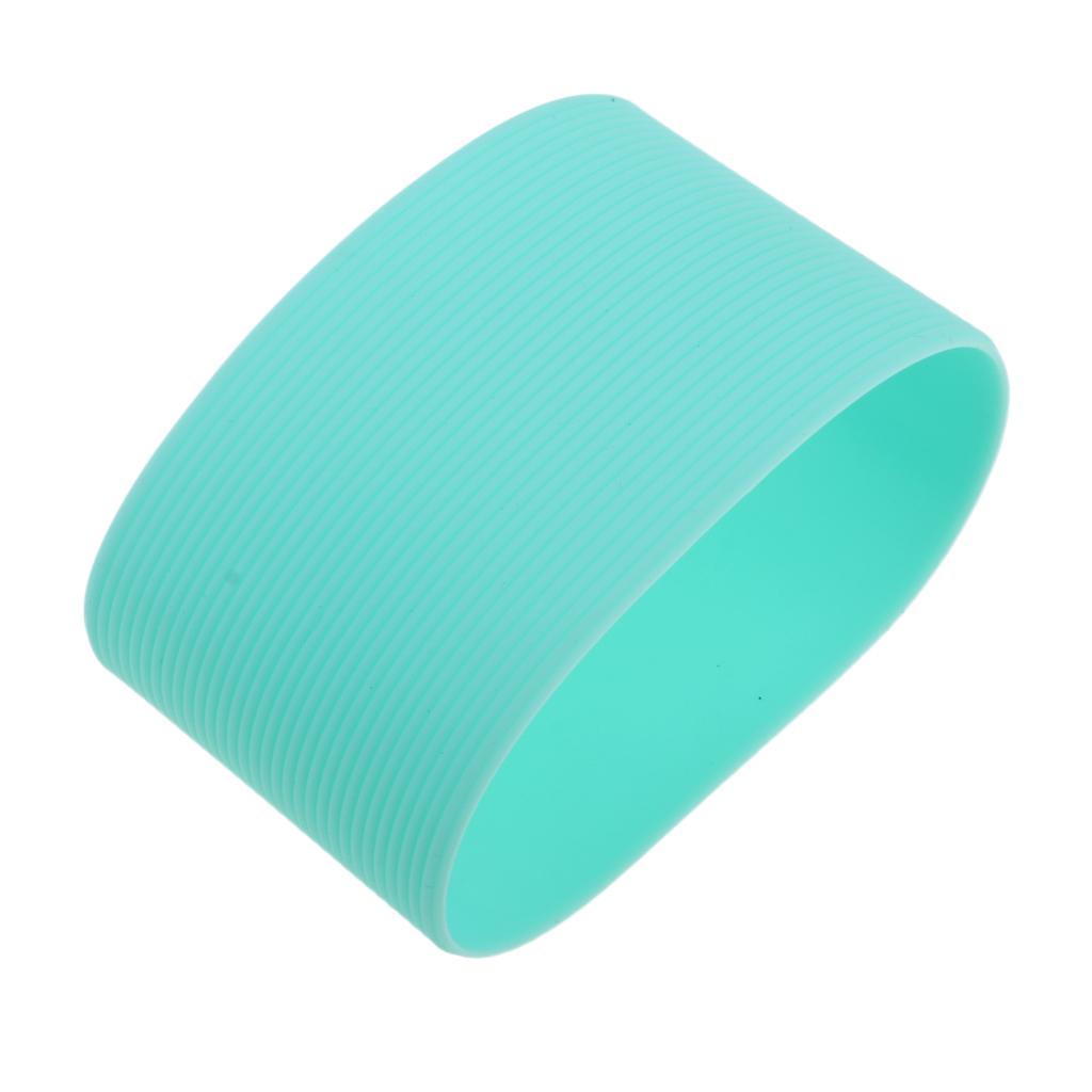 2xOutdoor Silicone Round Non- Water Bottle Mug Cup Sleeve Cover Green