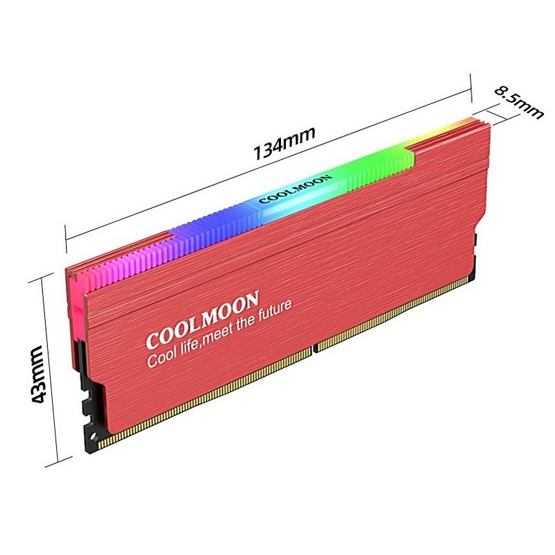 Tản Nhiệt Led ARGB cho RAM máy tính - Coolmoon D134S Red - hàng nhập khẩu