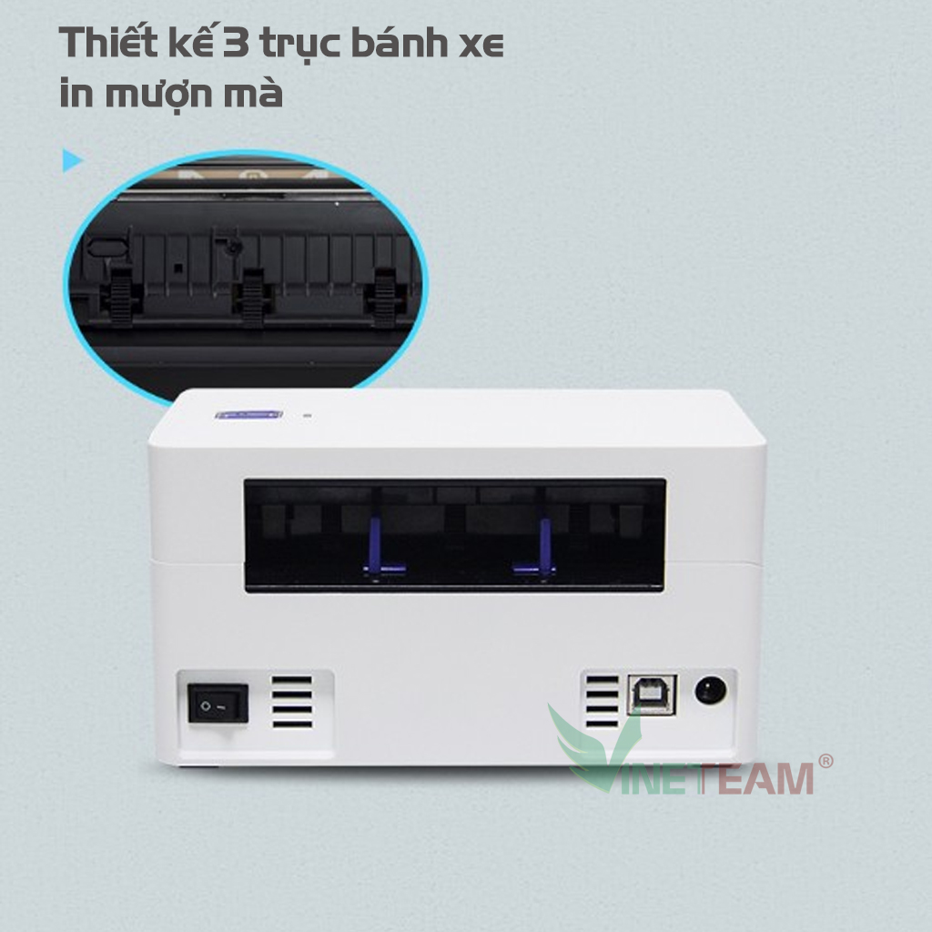 VINETTEAM Máy In  Mã Vạch Đơn Hàng Hóa Đơn Trên Các Sàn TMĐT QR-368 Máy In Nhiệt Không Cần Mực Mini Code Barcode -Hàng Chính Hãng