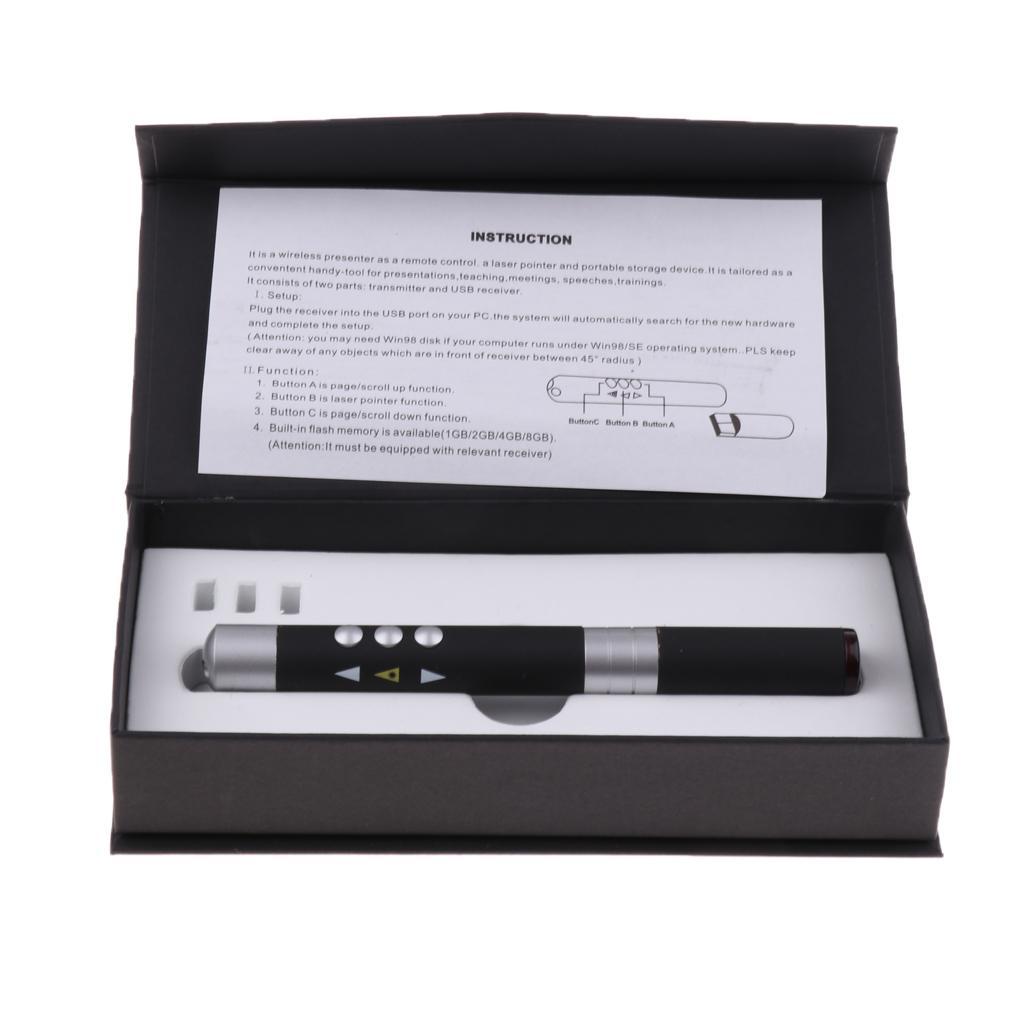 Wireless Presenter PPT Page Pen Clicker Remote Control USB Pointer Black