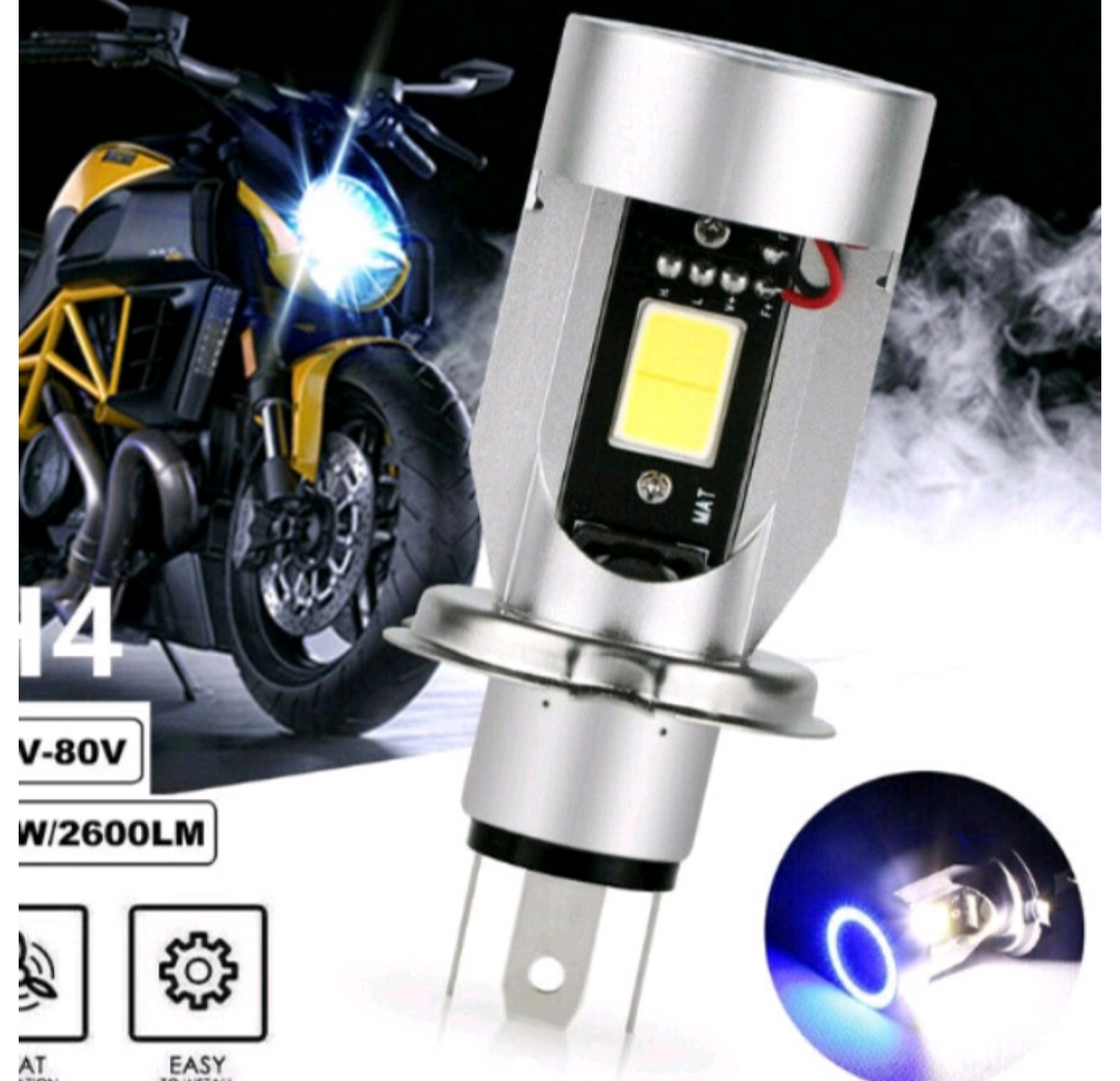 1 BÓNG ĐÈN PHA H4 45W SIÊU SÁNG VIỀN MÀU CỰC ĐẸP LẮP XE MÁY XE HƠI ÔTÔ MẪU MỚI HÀNG CHUẨN CHẤT LƯỢNG