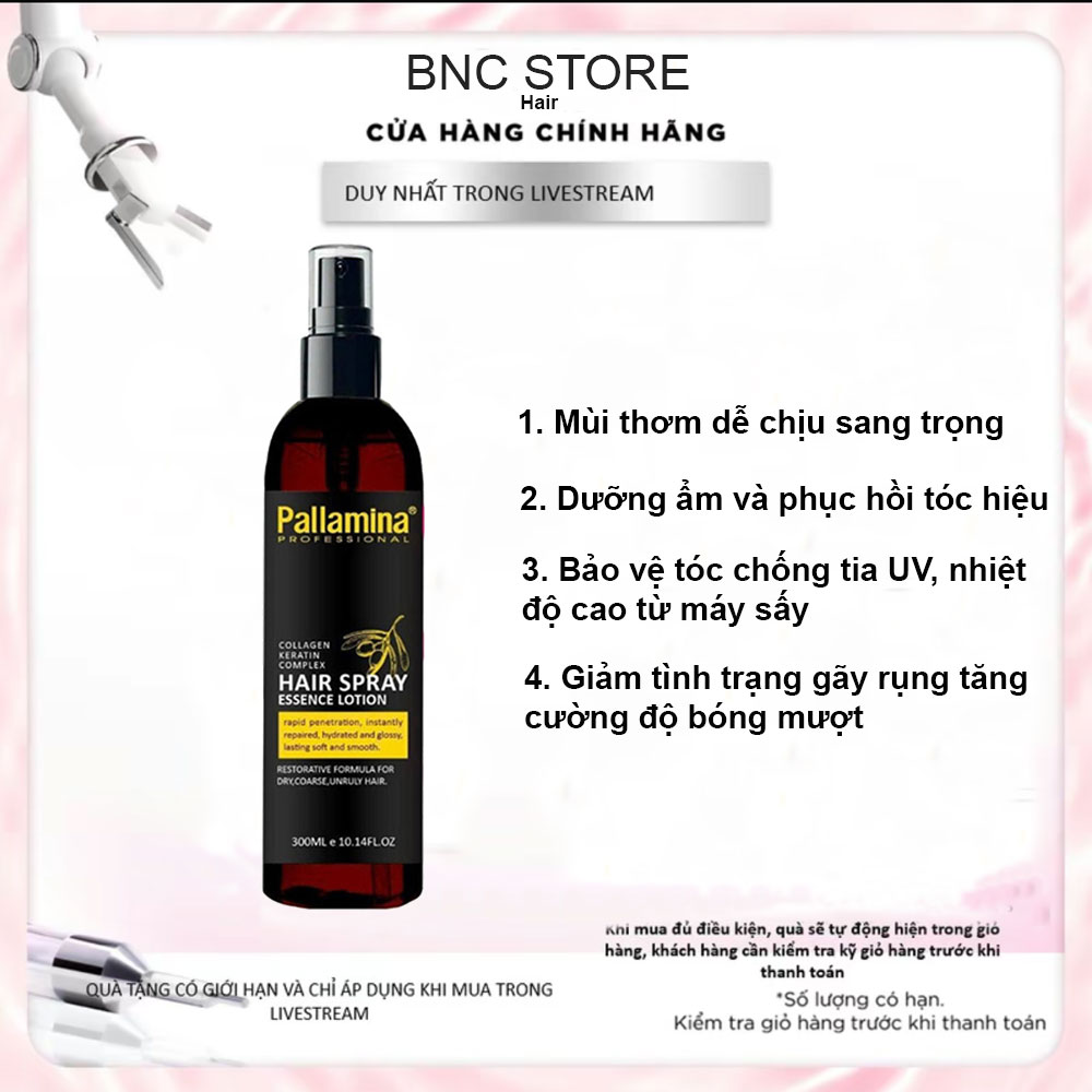 Xịt Dưỡng Tóc Pallamina 300ML Cung Cấp Protein Cấp Ẩm, Gỡ Rối Cho Tóc Chắc Khỏe, Thẳng Mượt