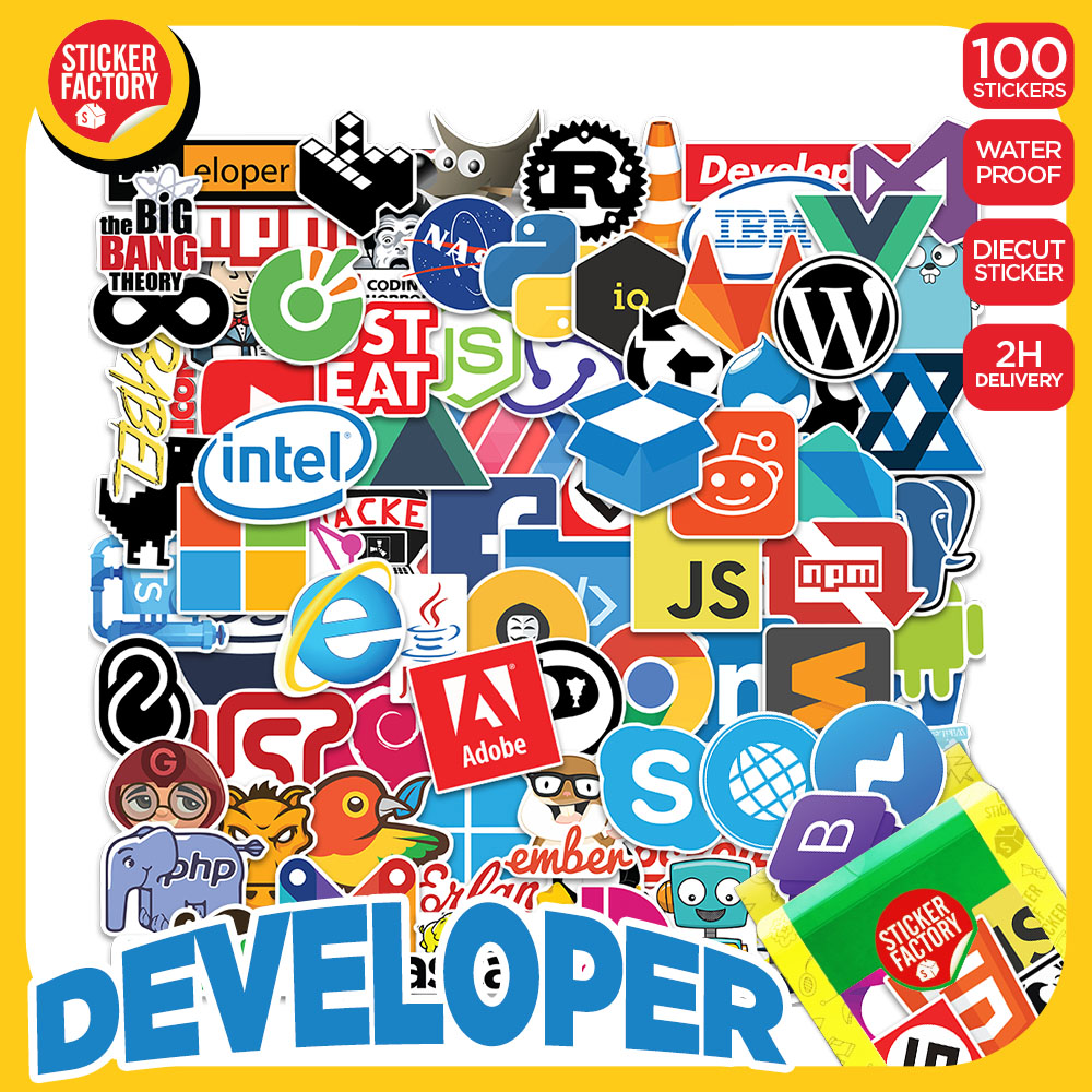 Developer lập trình viên - Set 100 sticker decal hình dán dễ thương - STICKER FACTORY