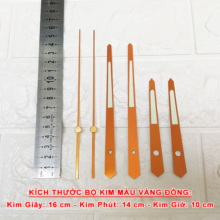 COMBO 2 BỘ MÁY ĐỒNG HỒ TREO TƯỜNG EASTAR KIM TRÔI CAO CẤP + 2 BỘ KIM MÀU VÀNG ĐỒNG CÓ DẠ QUANG – KÈM 2 PIN MAXELL