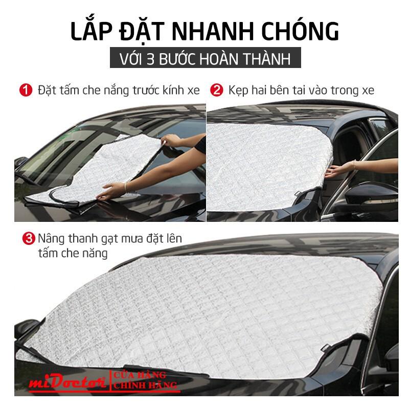 Tấm che nắng kính lái ô tô 3 lớp che nắng giảm nhiệt cho xe ô tô miDoctor